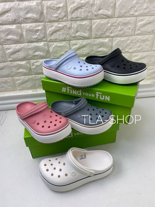 Сабо жіночі крокси Crocs Platform веселка кольорові