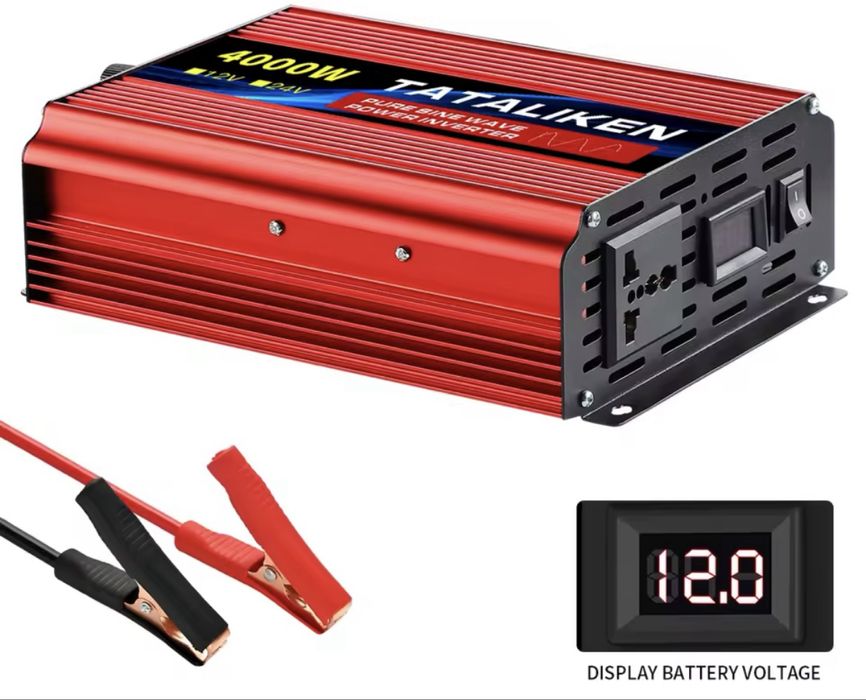 Інвертор 2500 Вт, чистий синус, товстий кабель