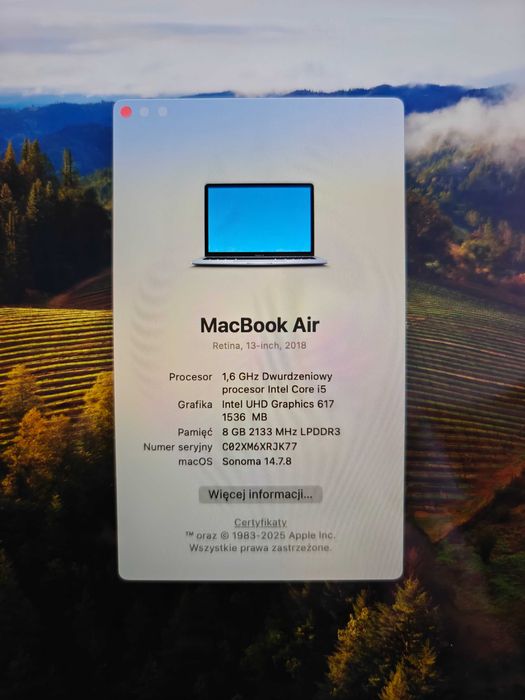 Apple MacBook Air A1932 | i5-8210Y | 8GB | 128GB | Retina | Ładowarka