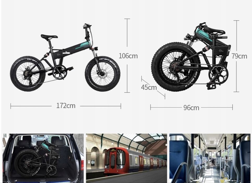 Rower elektryczny Fido M1 Pro 500 W do jazdy po sniegu i lodzie