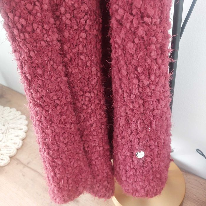 Czapka i szalik Liu-Jo, bordo, boucle, wełna.