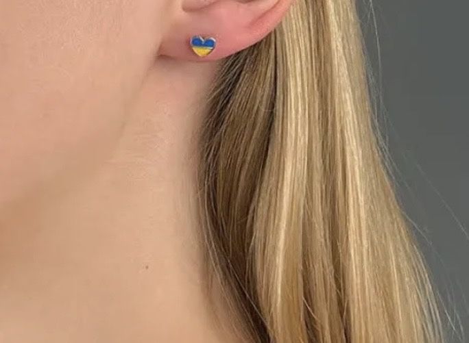 Сережки патріотичні в вгляді сердець