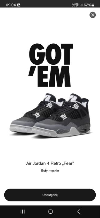 Buty Nike Air Jordan 4 Retro Fear
