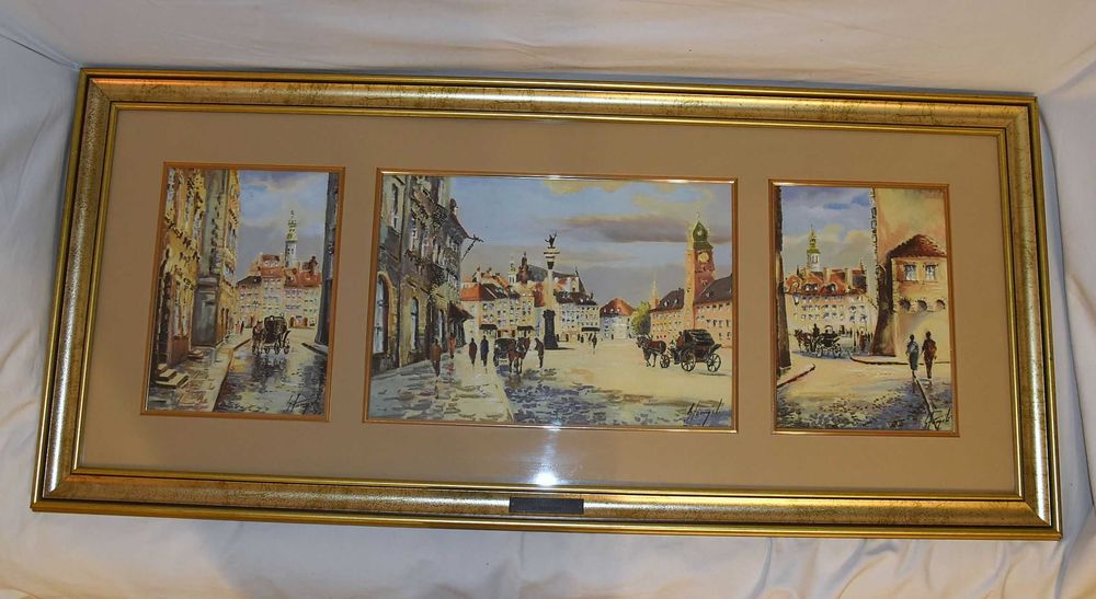 Obraz olejny tryptyk staromiejski Andrzej Starzycki