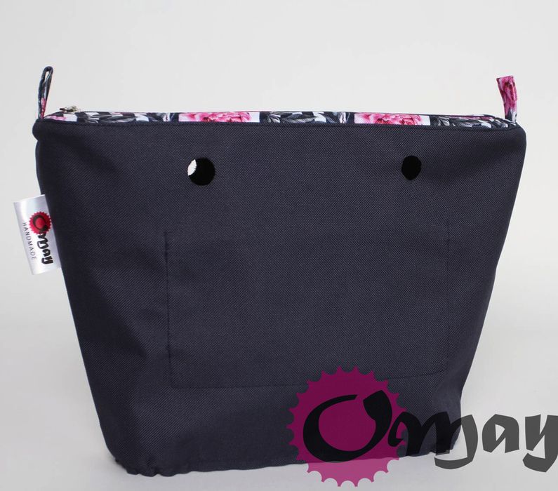 organizer OBAG MINI piwonie granat róż 2 kieszenie wkład OMAY