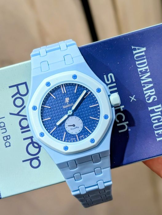 Audemars Piguet x Swatch Royal Pop zegarek na bransolecie baby blue nowy