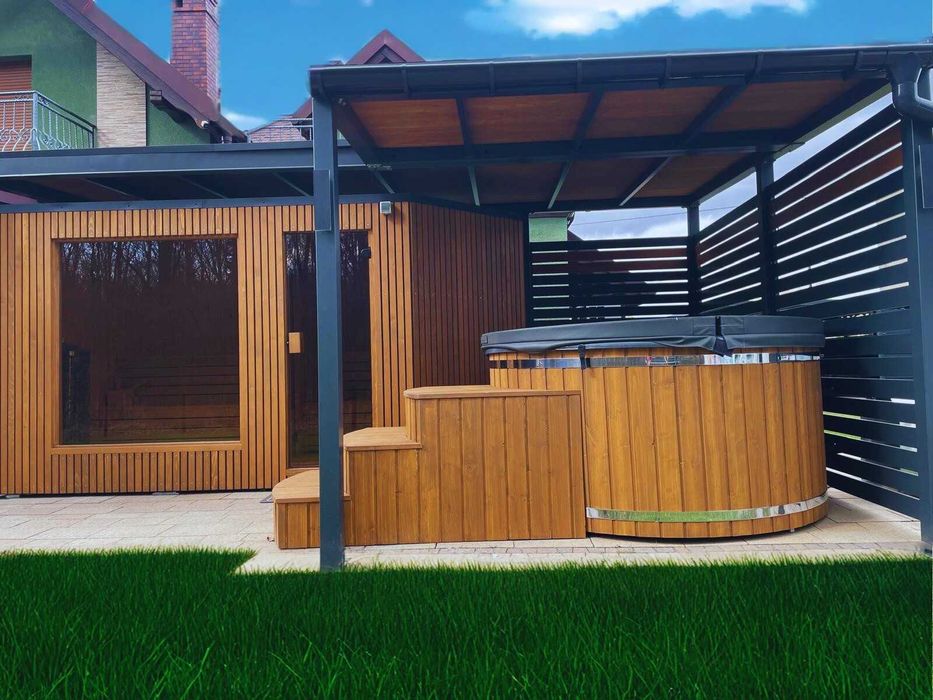 Zestaw ogrodowy - jacuzzi, sauna, beczka do schładzania