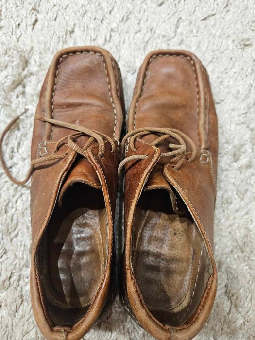 Skórzane brązowe buty 36 znoszone mokasyny