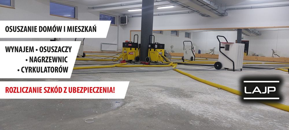 Osuszacz powietrza osuszanie  po zalaniu wynajem  osuszaczy