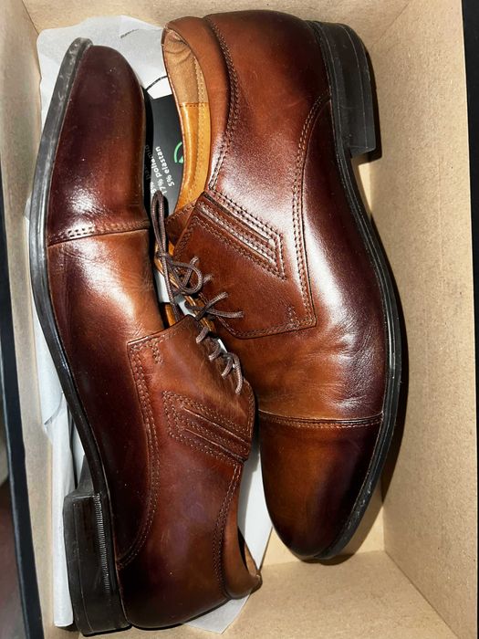 Brązowe skórzane buty eleganckie weselne