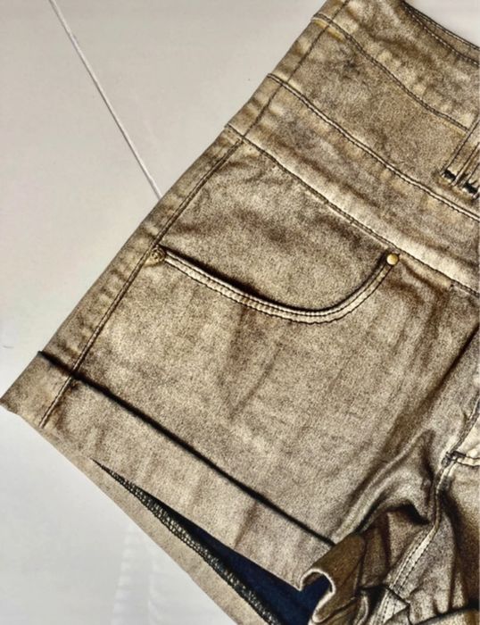 River Island złote spodenki XS szorty wysoki stan