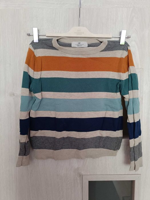 Sweter dla chłopca długi rękaw kolorowe paski H&M wzrost 122/128cm