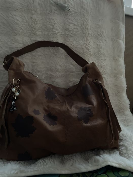 Кожаная сумка Marco Venturi черная +рыжая замша