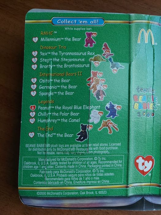Ексклюзивна іграшка Legends Ty Peanut the Royal Blue Elephant 1995
