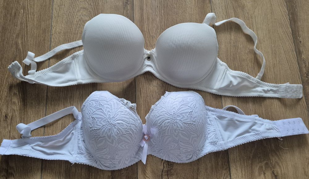 Beżowy i biały biustonosz rozm. 80C Nowe
