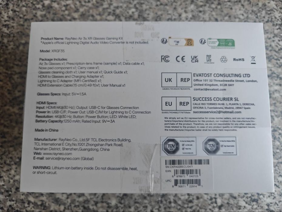 Окуляри RayNeo Air 3S та HDMI адаптер