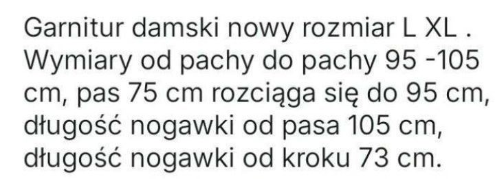 Garnitur damski nowy rozmiar L