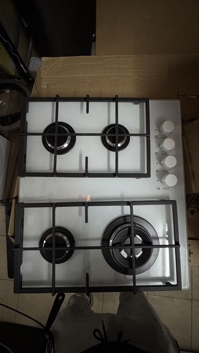 Placa a gás, IKEA 500+  Eletrolux vidro/branco, 59 cm ( nova )