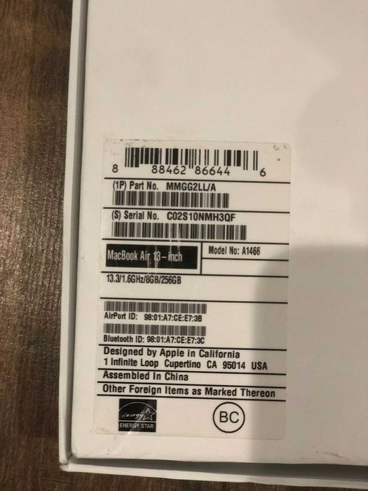 Apple Macbook Air 13'' 256Gb (MMGG2)