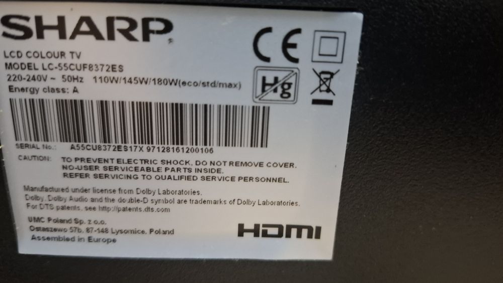 Tv sharp com ecra partido