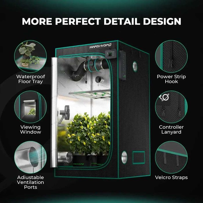Гроубокс Mars Hydro 100×100×180 см, модель 2026 Grow Tent для вирощування рослин