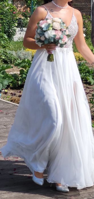 Suknia slubna muslinowa srebrna laurelle