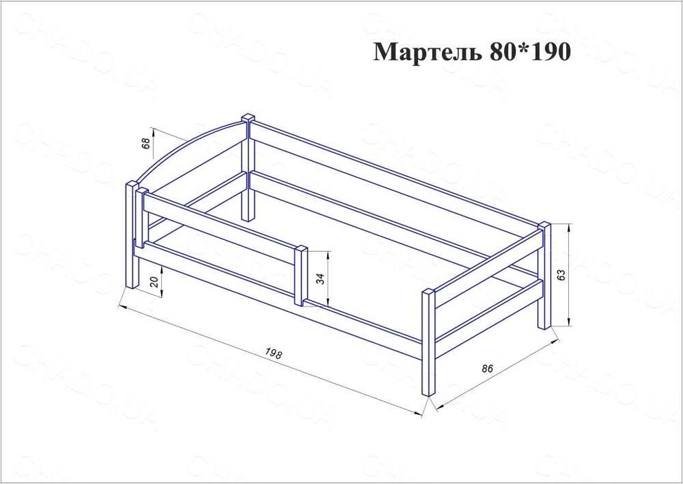 Дитяче ліжко Мартель Дерево БУК, детская кровать Колір темний горіх