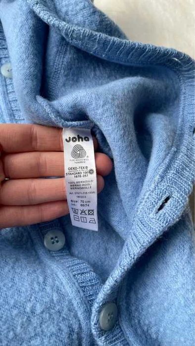 Joha błękitny kombinezon 100% merino rozmiar 68/74