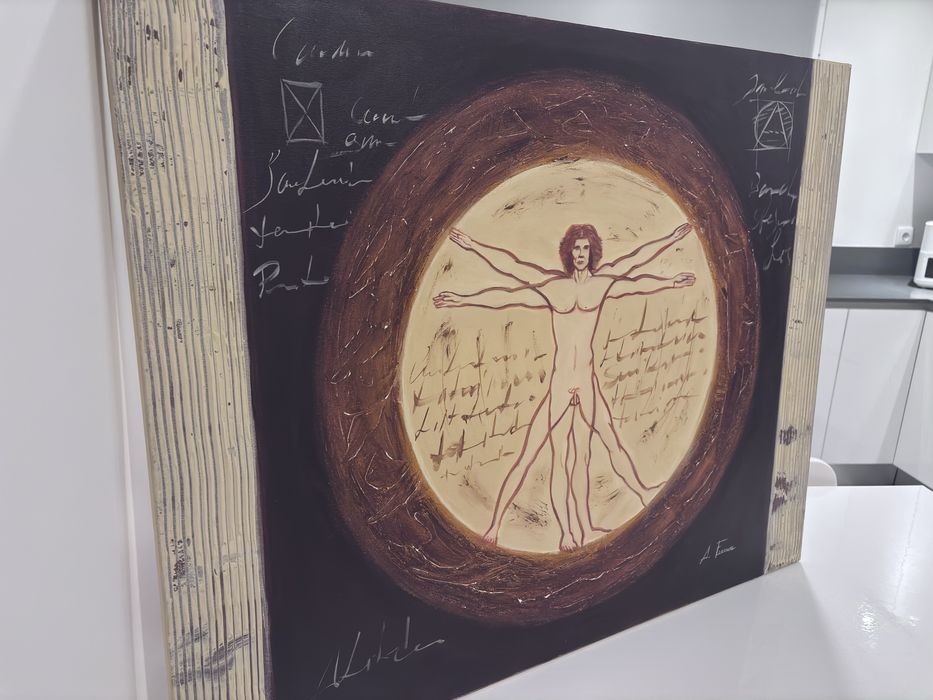 Quadro decorativo – estilo Homem de Vitrúvio 90x90 cm