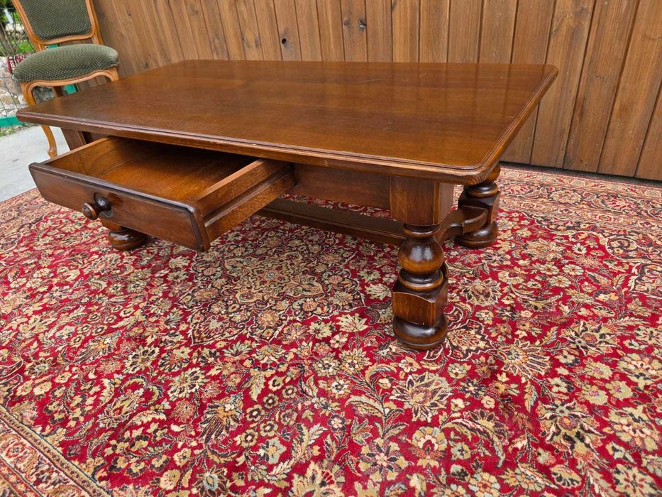 Dębowa ława kawowa z szufladą stolik salonowy 137 cm #604 Stylowy Węgrów