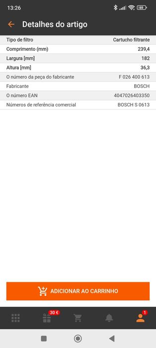 Bosch Filtro de ar S 0613