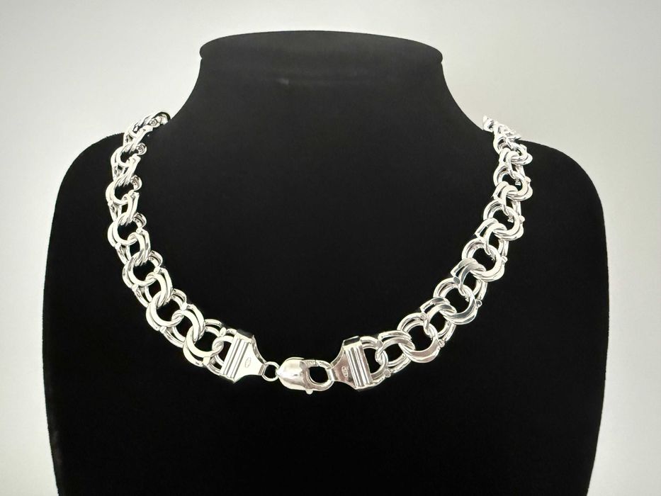 Srebrny Łańcuszek splot Garibaldii 60 CM 120 GRAM ! PR. 925 Okazja !