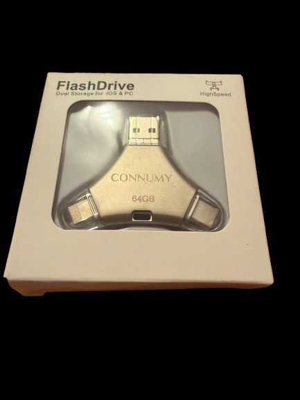 Pamięć USB 64GB- 3 w 1 z Lightning USB-C i USB-A do iPhone Android PC