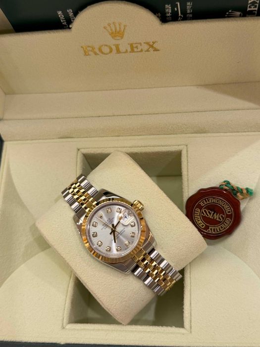 Zegarek Rolex Lady Datejust 26mm srebrno-różowa tarcza z diamentami