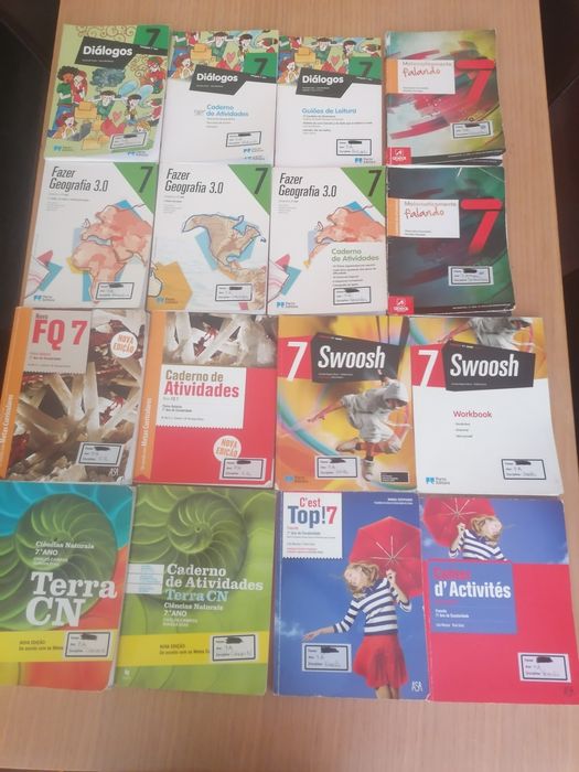 Livros escolares 7º ano manuais e livros de fichas