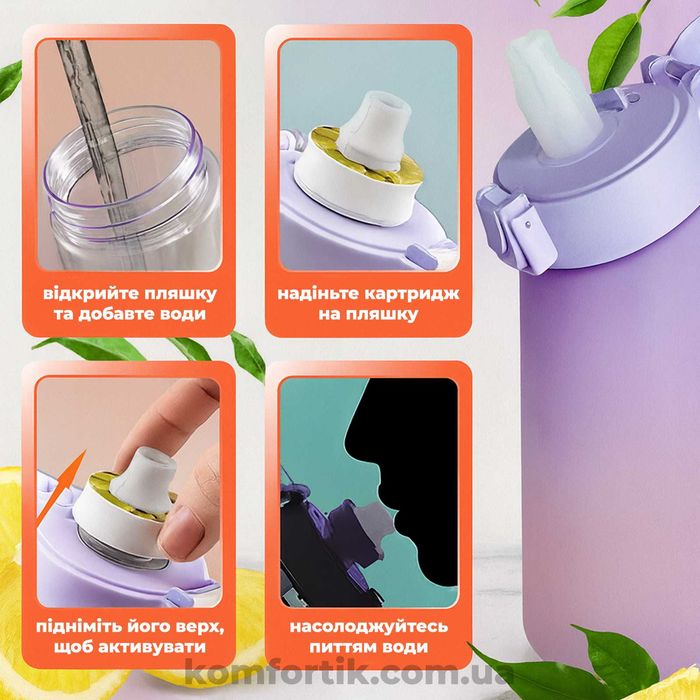 Пляшка для води Air Up Bottle бутилка аір ап + 7 капсул Фіолетова