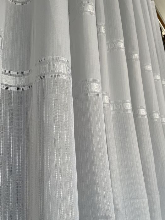 Тюль белая с полосками «версаче», белая гардина на метраж