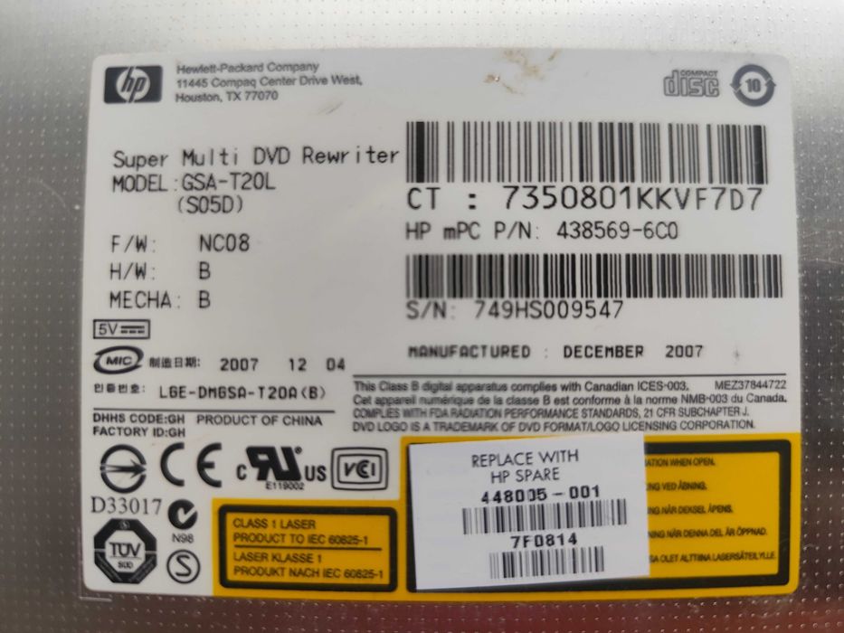 DVD-RW slim ATA IDE 9,5 mm Panasonic UJ-857 do leciwych laptopów