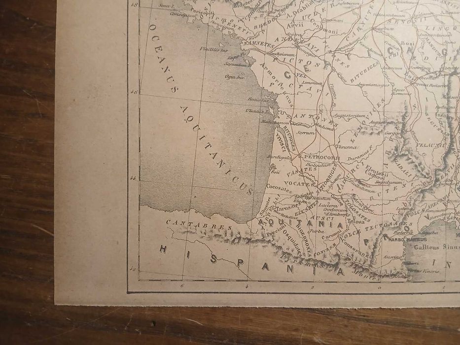 Mapa Gallia Romana e Independente (Final do Séc. XIX, Início Séc XX.)