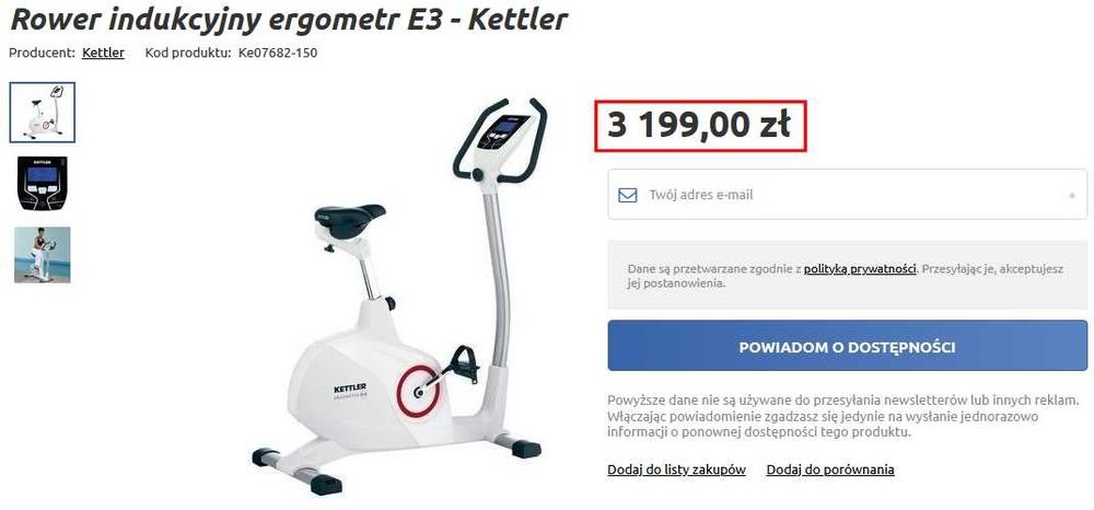 Niemiecki ROWER elektromagnetyczny KETTLER E3 ! Sklep 3200 zł !