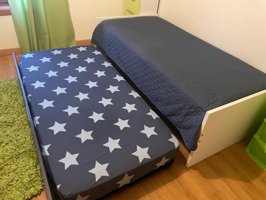 Quarto Juvenil Completo – Cama Dupla, Secretária, Cadeira e Arrumação