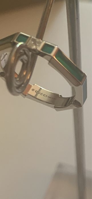 Anel Gucci Link to Love ouro branco & enamel