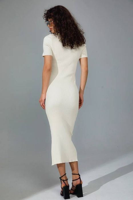 Молочна Трикотажна Сукня Міді З ВІДВОРОТОМ GEPUR