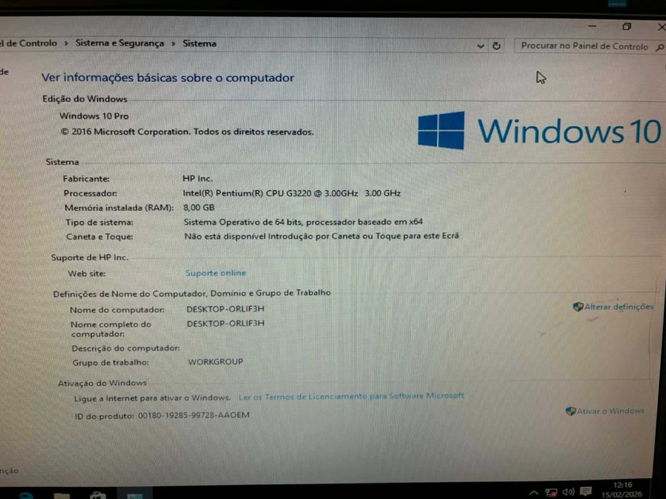 Vendo Desktop HP a funcionar na perfeição