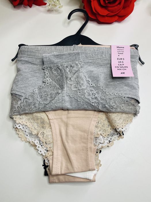 Набір з 5 шт базові бавовняні трусики з мереживом h&m оригінал з біоко