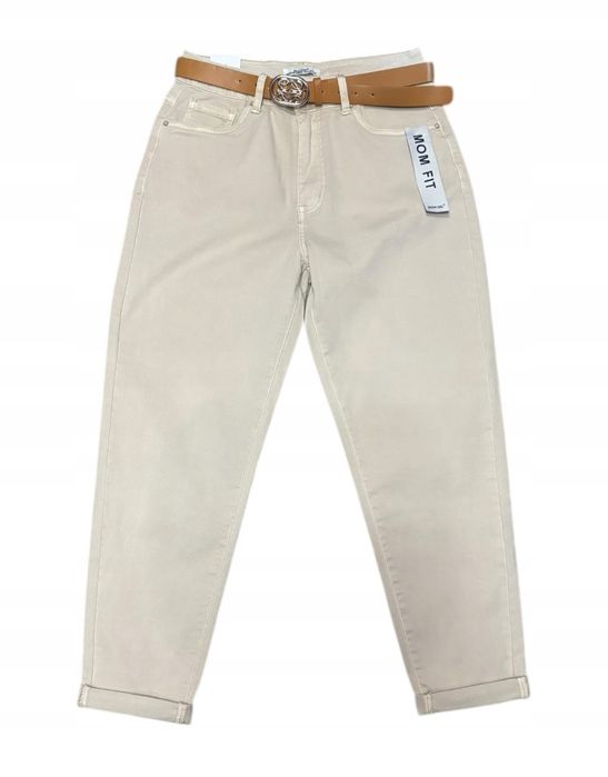 Spodnie mom fit beżowe