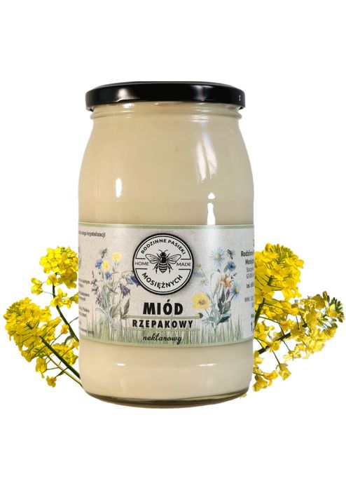 Miód rzepakowy. Duży słoik! 1200g. 2025 r.