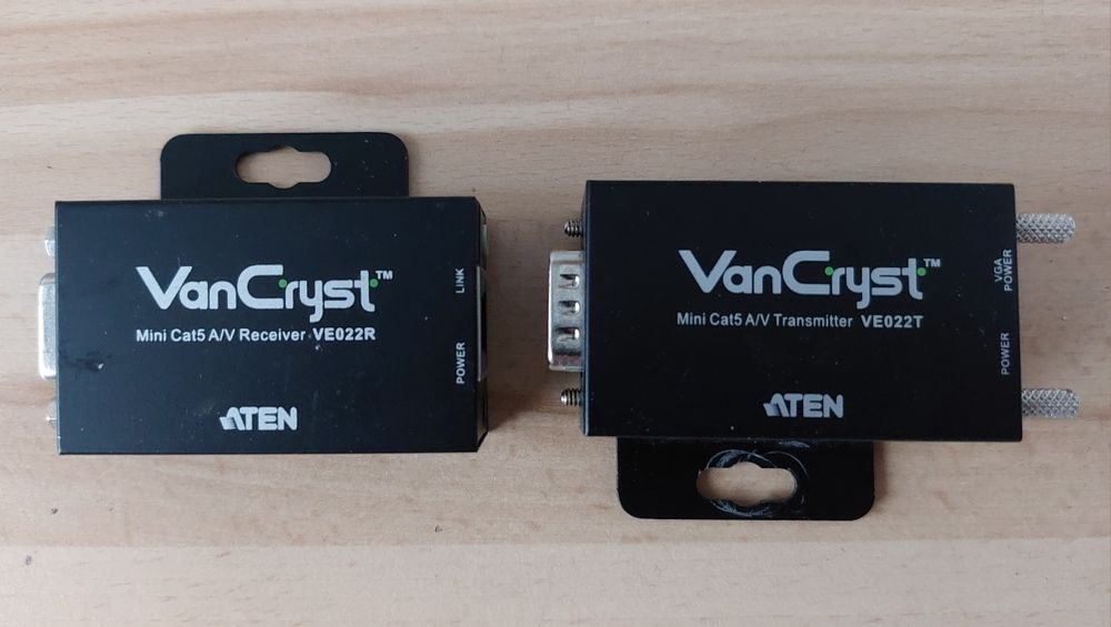 Відео-подовжувач ATEN VE022T по кабелю Cat 5 USB/VGA Black (VE022-AT-G