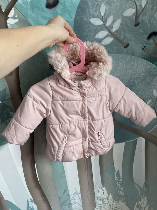 Kurtka zimowa niemowlęca pudrowy róż Zara rozm. 74