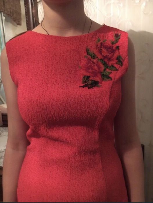 Платье,сукня,вышивка бисером,роза